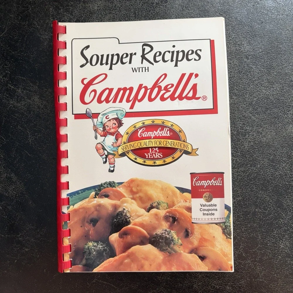1994 Campbells Souper Recipes Spiral Bound Cookbook 90s Cottage Country VTG Red